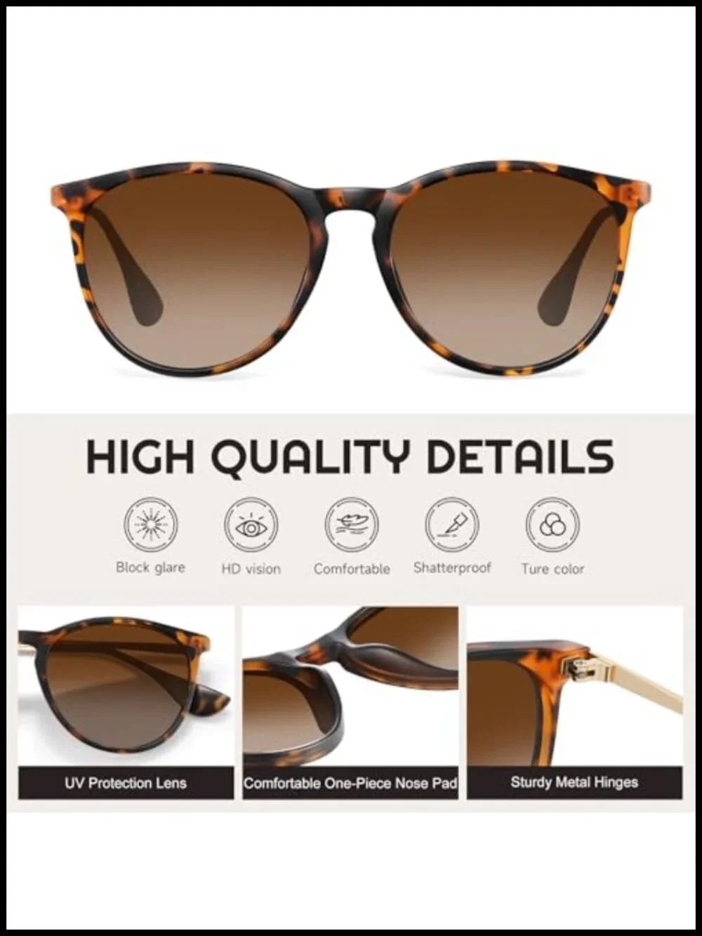 Polarized Sunglasses for Women - Vintage Round Retro Style UV Protection